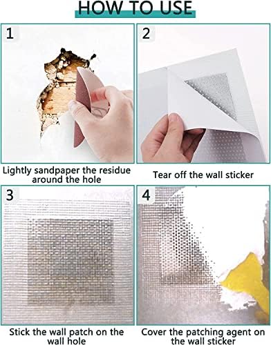 BNPCBUK 11 Pieces Wall Repair Kit Wall Repair Patch Mesh Crack Patch Scraper Sanding Pad Sandpaper Putty Knife Heavy Duty Self Adhesive Wall Repair Patch for Drywall