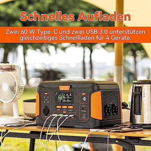 Tragbare Powerstation 1000W - Notstromaggregat Max 2000W Solar Powerbank Speicher für Balkonkraftwerk, 932.4Wh Powerbank mit Steckdose für Outdoor Garten Camping 230V Stromgenerator mit LED Notlicht – Bild 3