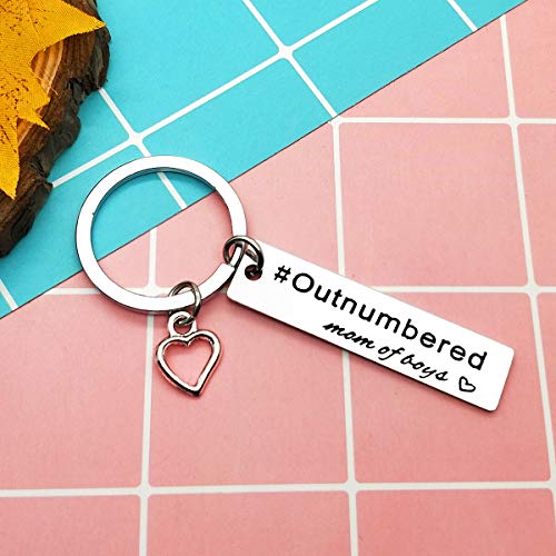 Mom Of Boys Keychain Mom Of Boys Gift For Women Funny Cute Mom Gift Sons Keychain From Mom New Mother Gift Outnumbered Jewelry Boys Mama Keyring Mothers Day Gift For Mom Christmas Birthday Gift #TOP4