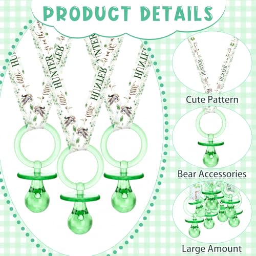 Image of Coume 60 Pieces Baby Shower Pacifiers Necklace Acrylic Pacifiers Necklace Charm Party Favors for Girls Boys Baby Shower Party Decorations Table Scatter (Neutral Style,Green)