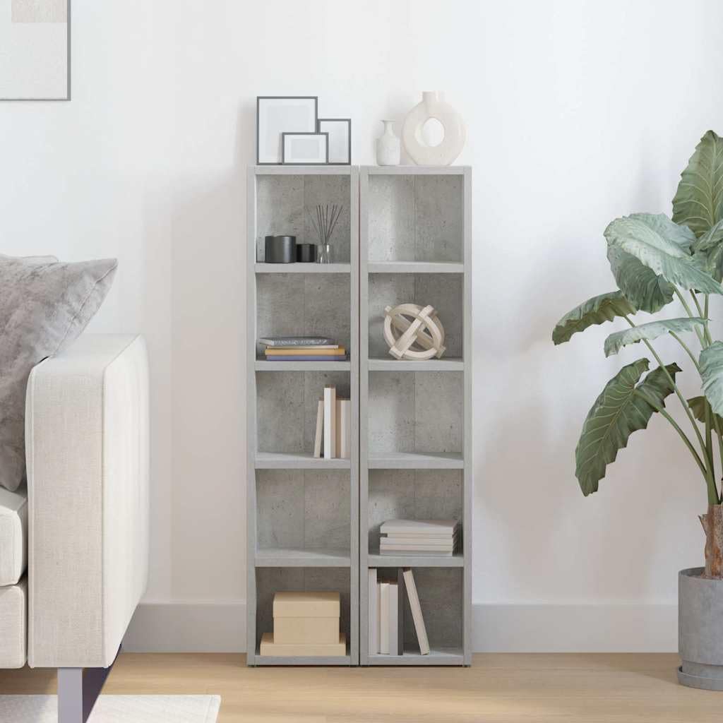 Estantería CD 2 unidades gris cemento 21 x 16 x 93,5 cm madera