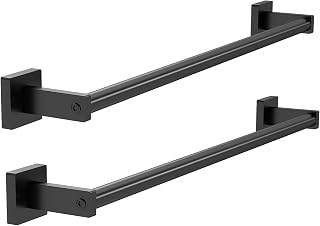 MKO 24" Black Towel Bars for Bathroom - Rustproof Aluminum Wall Mount Holders, 2 Pack Quick-Dry Towel Racks