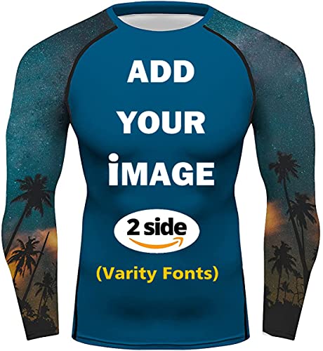 Add Your Design Men's Compression Long Sleeve T Shirts Custom Gym Fitness Training Top