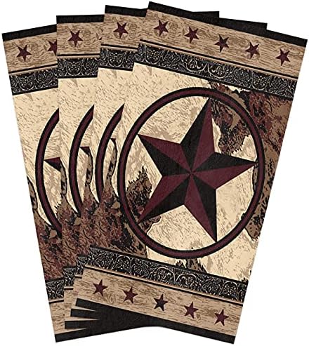 CHINFUNY Absorbent Kitchen Towels Dish Towels Soft Hand Towels Western Texas Star Wood Panel Rustic Country Pentagram Tea Towels Set Quickly Drying Dishcloths for Home,Housewarming Gift