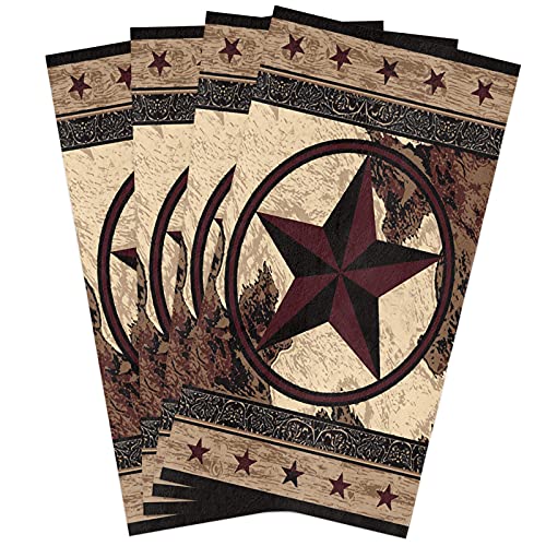 Chinfuny Absorbent Kitchen Towels Dish Towels Soft Hand Towels Western Texas Star Wood Panel Rustic Country Pentagram Tea Towels Set Quickly Drying Dishcloths For Home,Housewarming Gift #TOP2