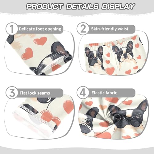 Boccsty French Bulldogs Hearts Cute Girls Leggings Kids Yoga Pants Dance Active Tights 4T3