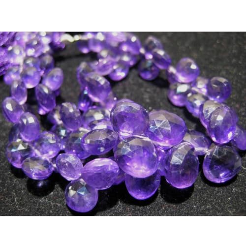 Cœur à facettes d'améthyste de 8mm, fil améthyste violette africaine de 4 pouces