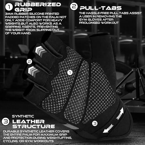 Beast Rage Guantes de Fitness parlevantamiento de Pesas para Hombres y Mujeres, Transpirables,Antideslizantes,Acolchados de Silicona,Guantes de Gimnasio Entrenamiento Ciclismo - Imagen 4