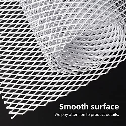 Image of AggAuto Universal 40 inchx13 inch Car Grill Mesh - Aluminum Alloy Automotive Grille Insert Bumper Rhombic Hole 6x12mm, One of the Most Multifunctional Shape Grids White