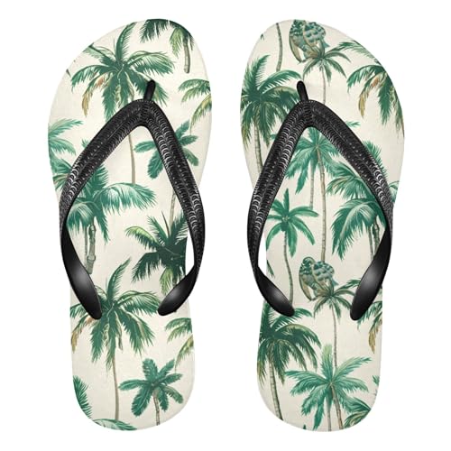 Burbuja Tropical Palm Trees Flip Flops for Women Men, Soft Thong Sandals Rubber Slippers for Pool Beach Essentials