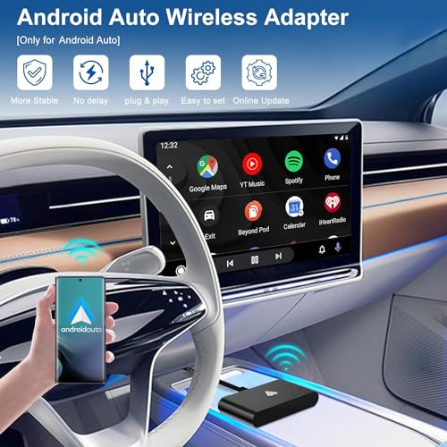 MASAYA Adaptador automotivo sem fio Android para carro, Android Auto, adaptador automotivo sem fio,