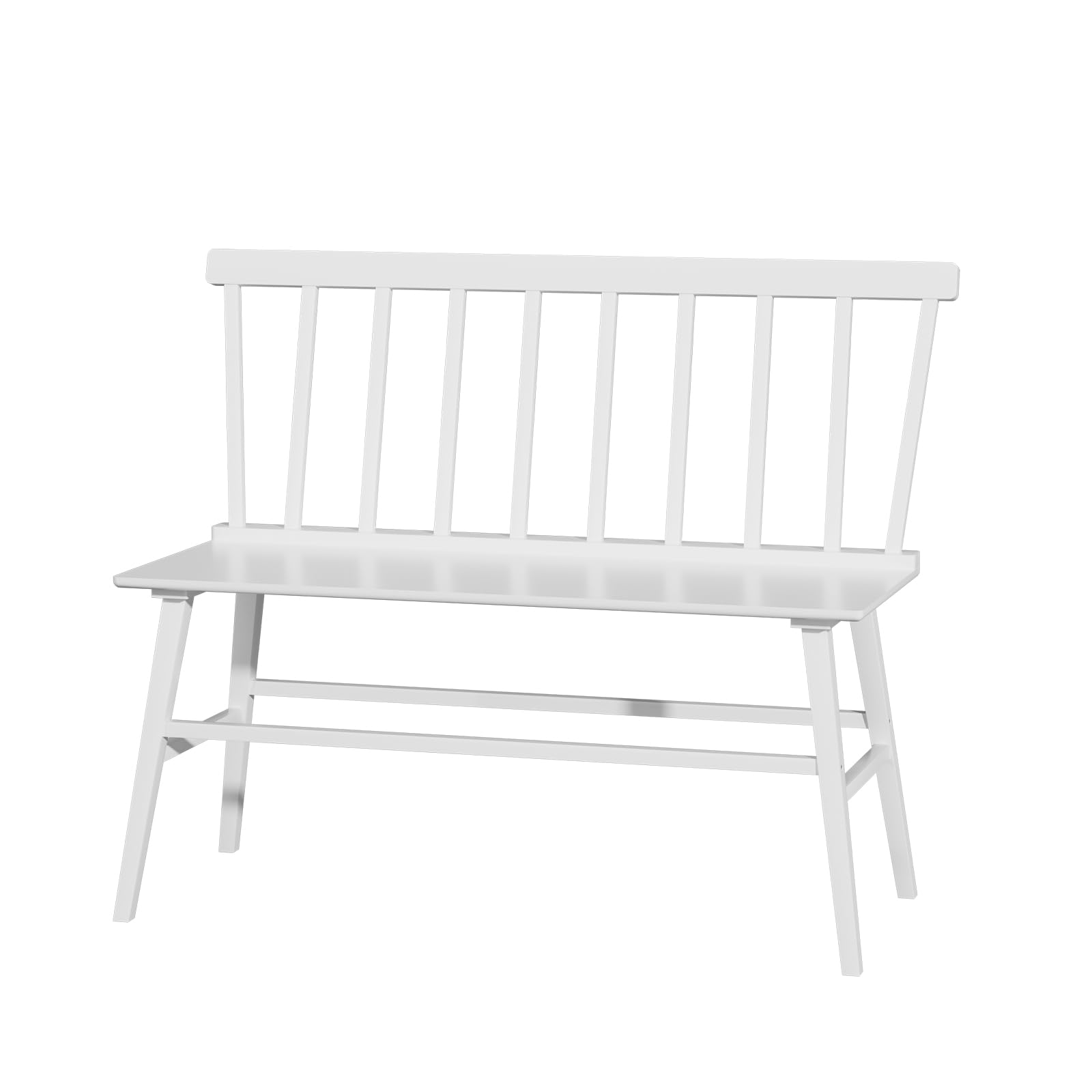 Wisuce Bamboo Dining Bench, Entryway Bench with Spindle Back (White)