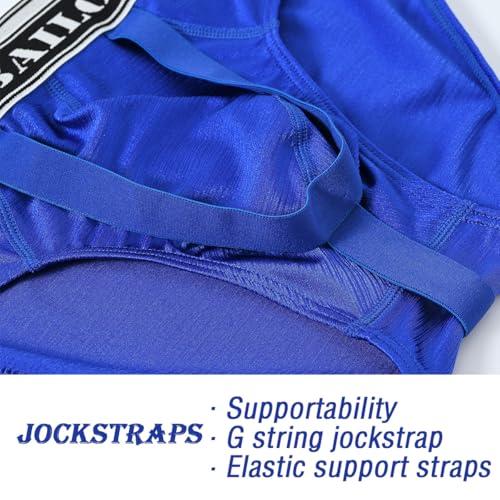 JINSHI Men's Jockstrap Underwear Athletic Supporter Sexy Silk Low Rise Brifes with Elastic Support Band Workout Underwears4