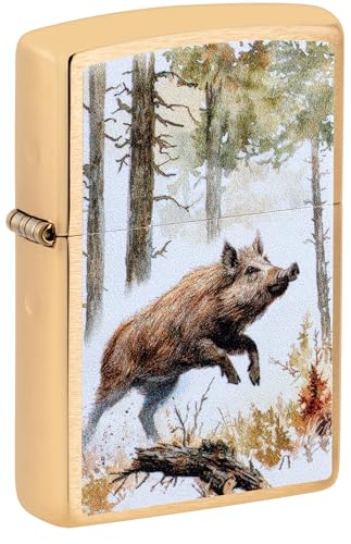 Encendedor Zippo Wild Boar Brushed Brass 46878 miniatura 1