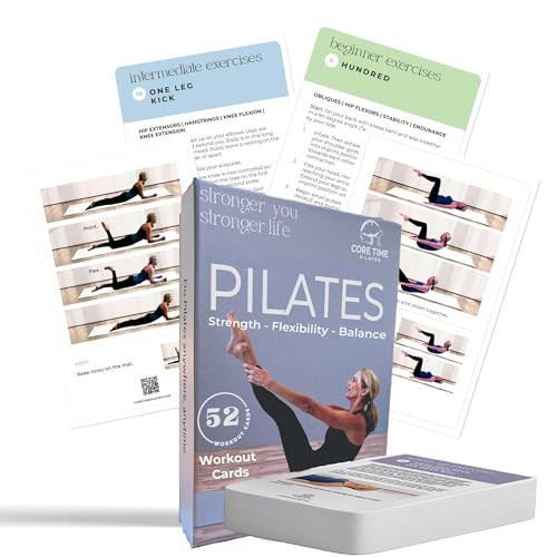 Pilates workout cards - for women's fitness - Detailed photos and...