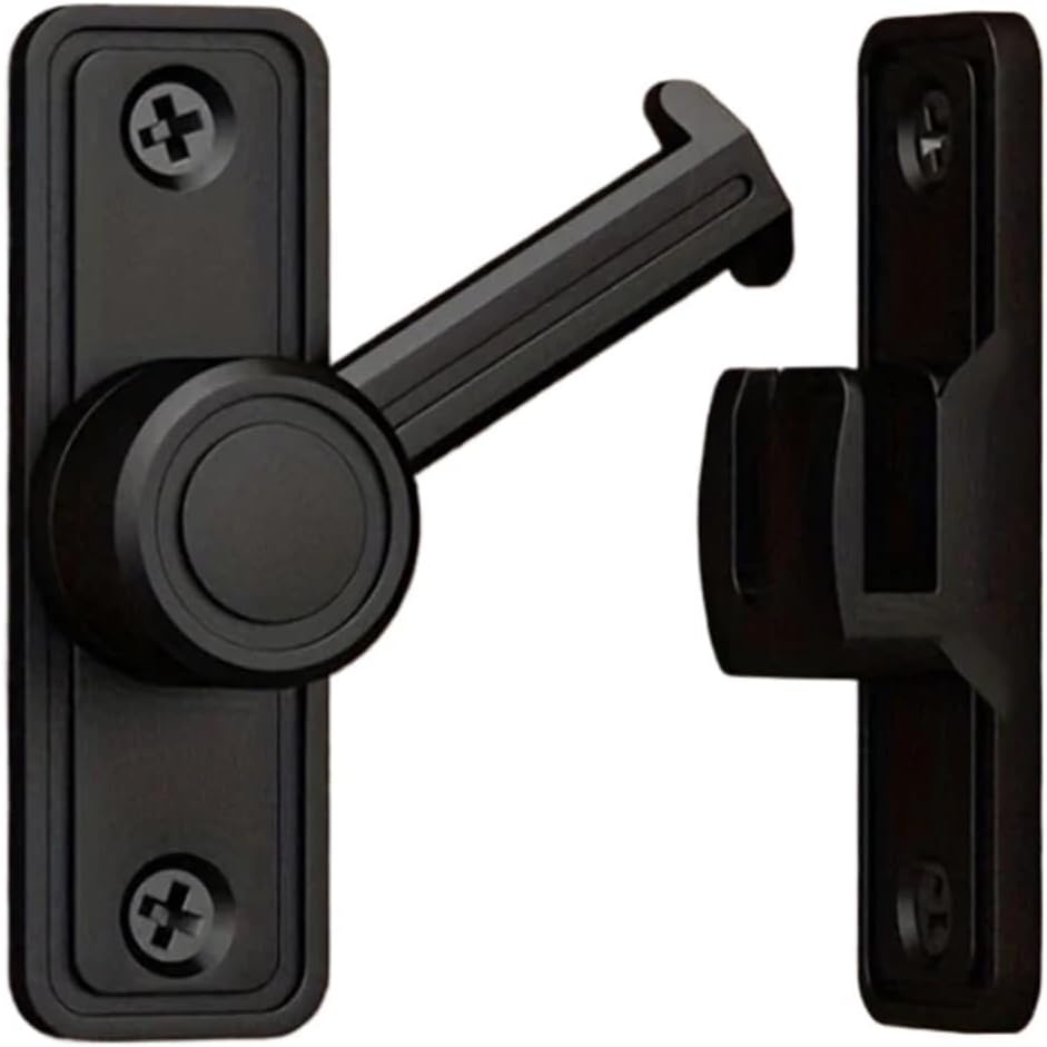 2pcs Door Lock Guard Latch Bolt 90/180 Degree Toggle Latches Black Iron Barn Sliding Gate Locks Home Hardware(Silver)