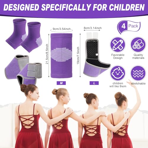 Image of Tarpop 2 Pairs Kids Ankle Brace Set Foot Support Stabilizer Wraps Protector Guard Knitted Ankle Sleeve Sock Support Compression Socks for Injury Prevention(Purple,Large)