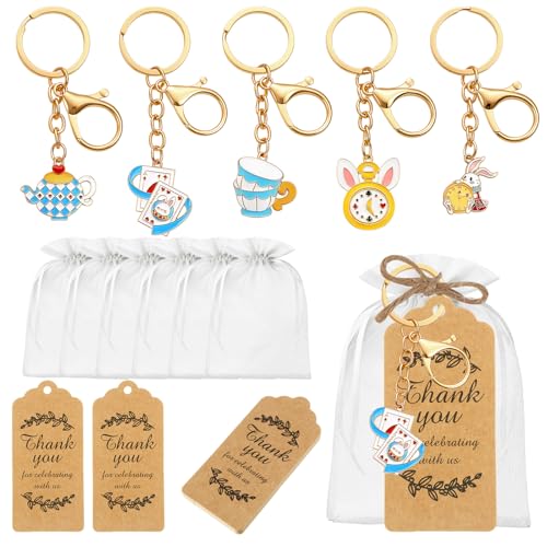 Porte-clés thé pays des merveilles Ecation pour cadeau invité mariage et anniversaire