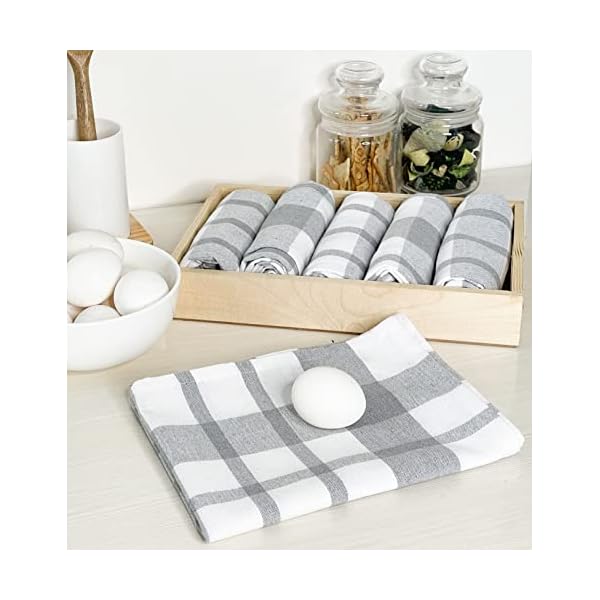 Chardin home Recycled Cotton Farmhouse Woven Kitchen Towels Set, Grey & White | 18x28 Inch Kitchen/Dish Cloths Set of 6 |Super Absorbent Reusable Hand and countertop Towels Ultra Soft Tea Towels