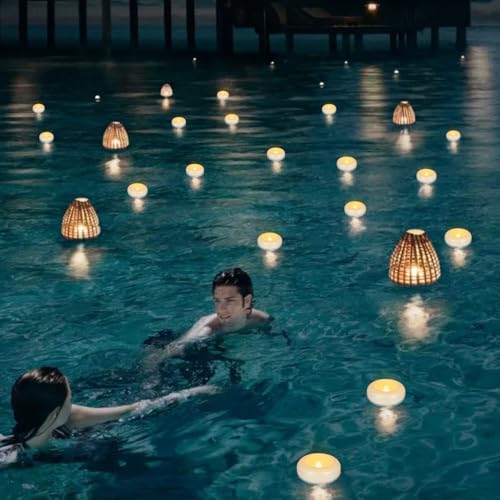 Image of 24 Pack 3 inchFloating Candles Water-Activated Flameless LED Candle, 120 Hour White Battery Operate Waterproof Tealights for Cylinder Vases, Centerpieces at Wedding, Party, Pool,Romantic.