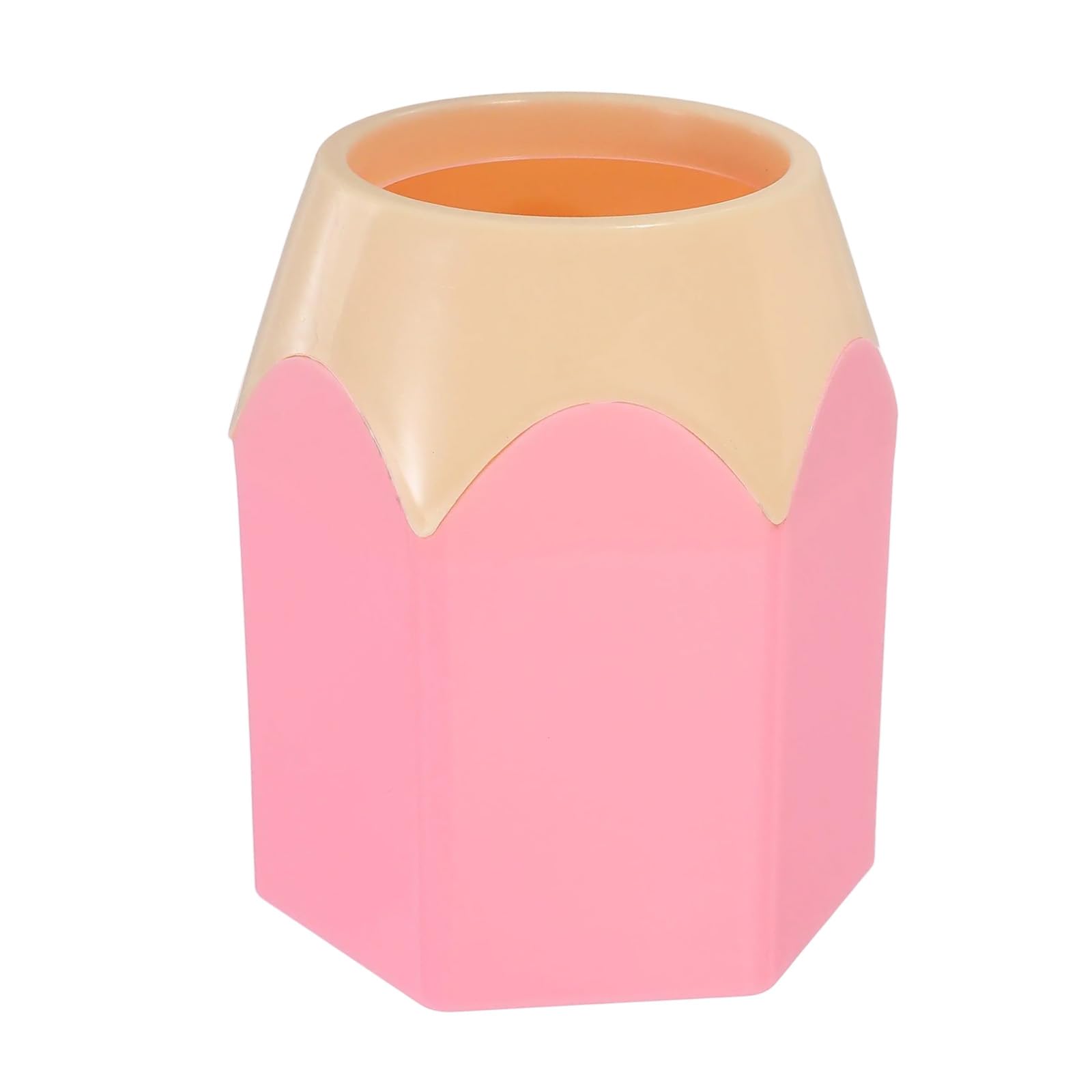 sourcing map Pencil Shaped Pen Holders, Crayon Storage Organizer for Desk Cute Cup Makeup Brush Container Pencil Pot for Home Office Decoration(Pink)