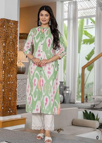 Image of Pistaa's Women's Floral Print A-Line Kurta with Lace Palazzos