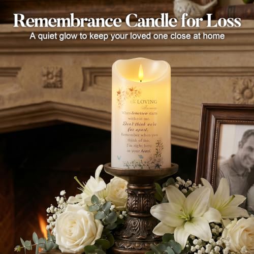 Image of Homemory Memorial Candle Bereavement Sympathy Gifts for Loss of Loved One, Real Wax LED Candle with Remote Memorial Gifts for Loss of Mother Loss of Father in Memory of Loved One Remembrance Gift