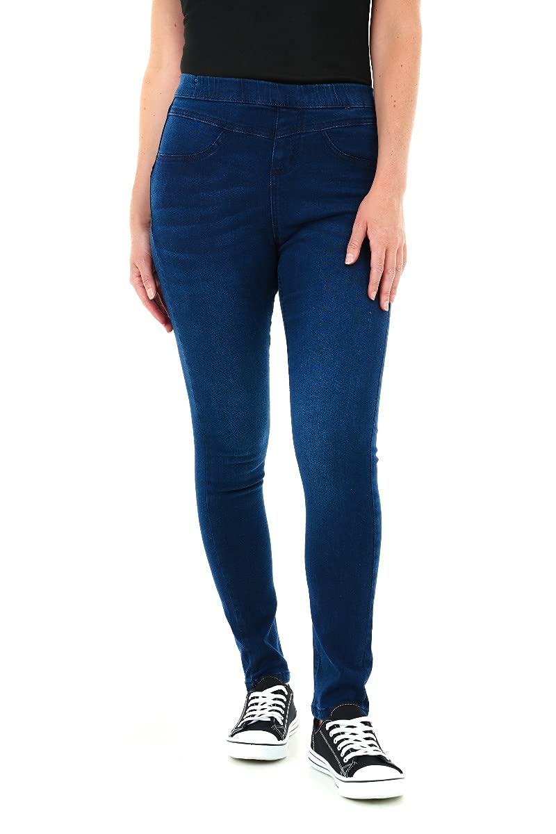M17 Women Ladies Denim Jeans Jeggings Sculpt Pull On Skinny Fit Casual Cotton Trousers Pants with Pockets (24, Blue)