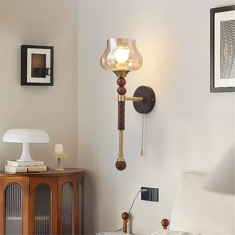 KXEcoLife Contemporary Wall Lamp LED American Retro Living Room Bedroom Study Villa Hotel Staircase Aisle Corridor Light (Style 6)