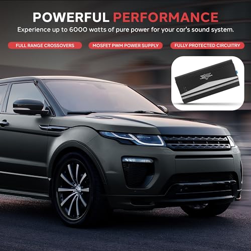 Lanzar 2-Channel High Power MOSFET Amplifier - Slim 6000 Watt Bridgeable Mono Stereo 2 Channel Car Audio Amplifier w/Crossover Frequency and Bass Boost Control, RCA Input and Line Output - VCT2610.5 - Image 3