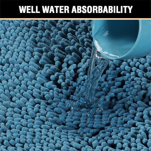 Tapis de bain chenille bleu de qualité supérieure et doux - 8