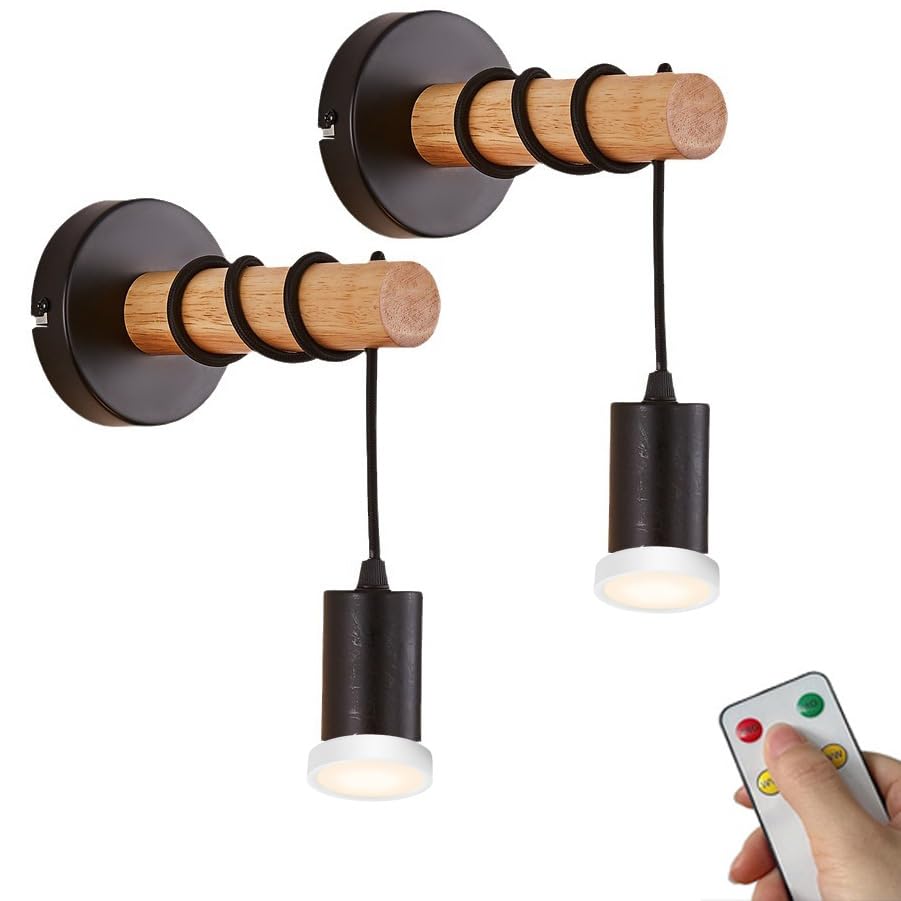 Apliques de pared para dormitorio de estilo rústico, juego de 2 lámparas vintage industriales