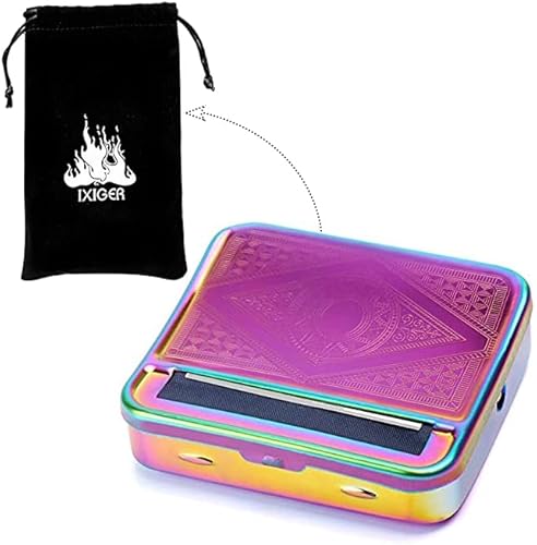 Automatic Rolling Box，70mm Cigarette Rolling Machine ，Manual Cigarette Tobacco Rolling Machine Portable Metal Box for Rolling Tobacco, Smoking Roller and Storage Case (Colorful)