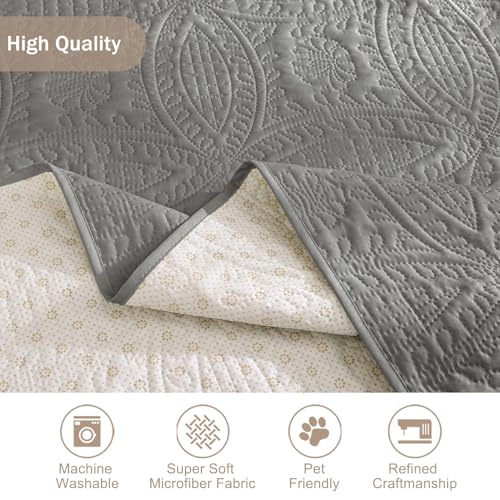 Image of Gray Loveseat Covers 2 Cushion Couch, Water-Repellent Sofa Slipcover for Couch, Machine Washable Love Seat Quilted Couch Covers, Pet Friendly Loveseat Slipcovers (Loveseat 56 inch, Cool Gray)