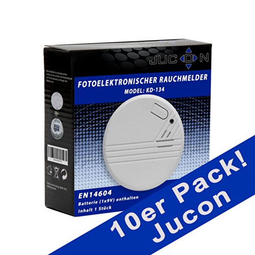 Preisvergleich Produktbild Jucon 10er-Set Rauchmelder, Feuermelder, geprüft nach EN 14604