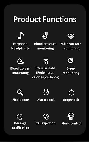Miniatura 7 de Reloj inteligente inteligente Bluetooth 2 en 1 para iPhone Android, rastreador de fitness con monitor de frecuencia cardíaca de oxígeno en sangre,