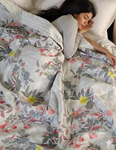 Image of BENAVJI Double Bed Comforter | Reversible Microfiber AC Quilt, Floral Print