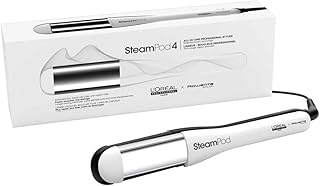 L’Oréal Professionnel,SteamPod 4,Plancha de Pelo Profesional con Tecnología a Vapor, Moldeador Todo en Uno, Alisa, Ondula y Riza, Cuidado Avanzado del Cabello, Todo Tipo de Cabello, Color Blanco