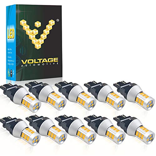 Voltage Automotive LED 3157A 3457A 3057A 3357A Amber Bulb For Brake Light Turn Signal Side Marker Tail Light Bulb (10 Pack)
