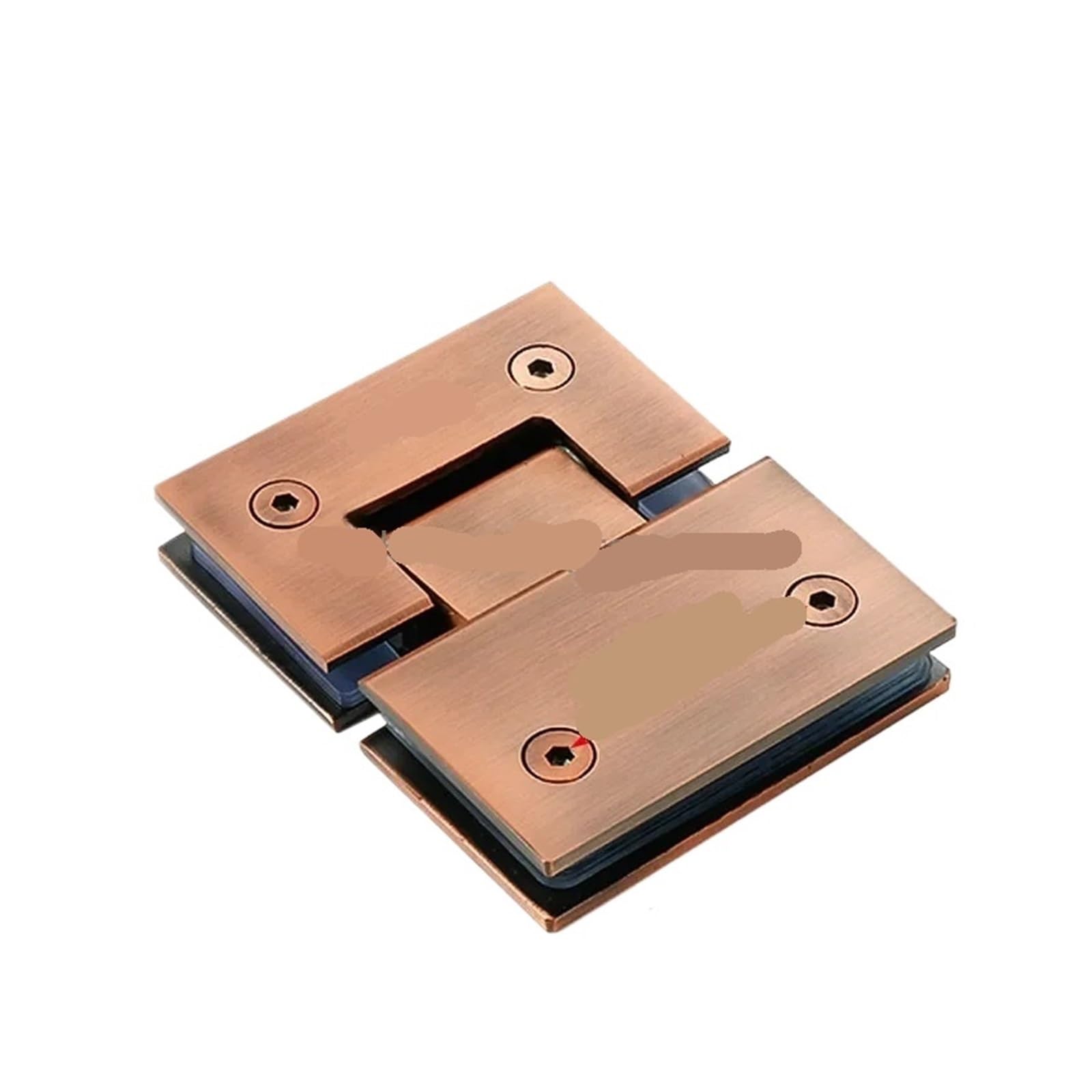 Padgcnor Red Copper Bathroom Glass Door Hinges 180 Degrees Showcase Clip Stainless Steel Heavy Duty Glass Bracket Clamp Shower Door Hinge Furniture Replacement Parts(Red Copper)