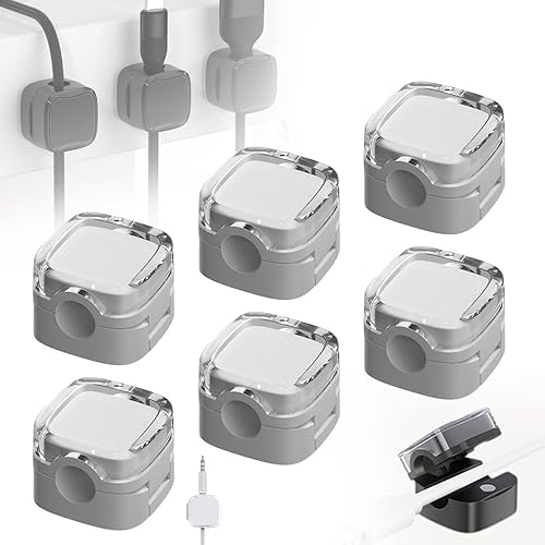 Paquete de 6 organizadores de cables magnéticos para cables de carga, organizador de cables, clips magnéticos para organización de cables, soporte