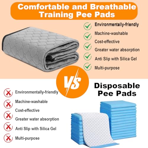 2 Stück waschbare Hunde Pee Pads wasserdichte Wiederverwendbare Pet Training Pads großer Absorption, schnell trocknende Wiederverwendbare Welpen Pads für Boden, Sofa, Töpfchen, Käfig (45*60cm)