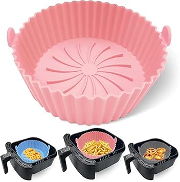 Retailio Pink Air Fryer Silicone Baking Tray Silicone Air Fryer Liners with Ear Handles, Air Fryer Access