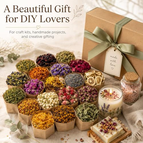 Image of Sukh Dried Herbs Kit - Dried Botanicals Bulk,21 Bags Natural Dry Flowers and Herbs for Soap,Candle,Perfume,Bath Bombs,Resin Jewelry Making Supplies,Fragrance Sachet DIY and Witchcraft