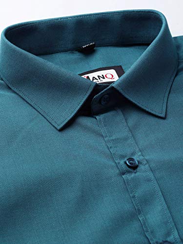 Image of MANQ Men's Regular Fit Cotton Formal Shirt, Full Sleeves, Spread Collar, Button-Down, Office, Business & Casual Wear
