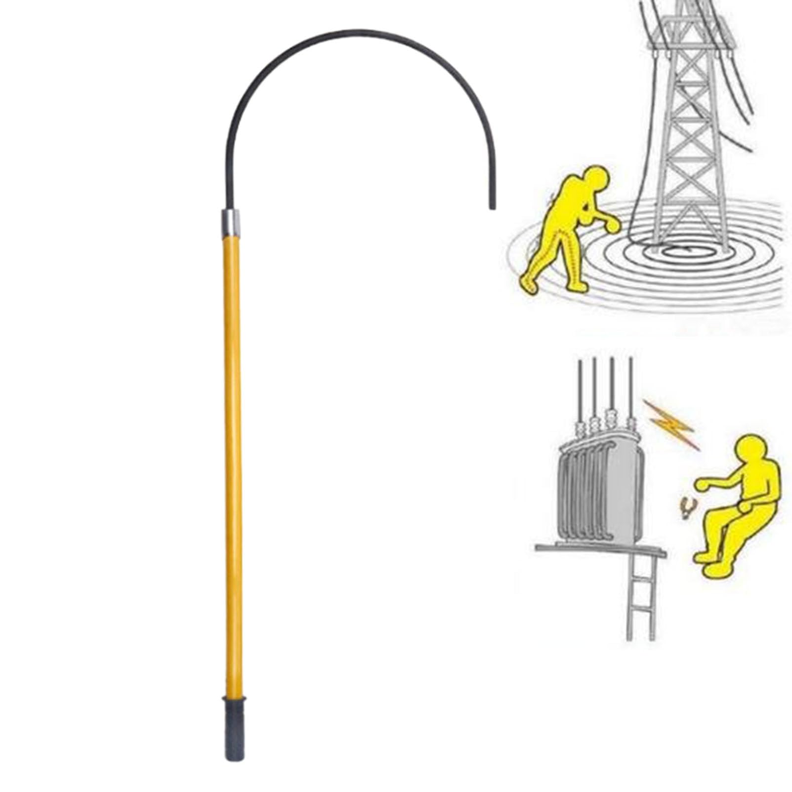 Mshgsku Yellow Insulated Rescue Hook For High Voltage Safety, Anti-Electrocution Tool For Firefighters And Electricians