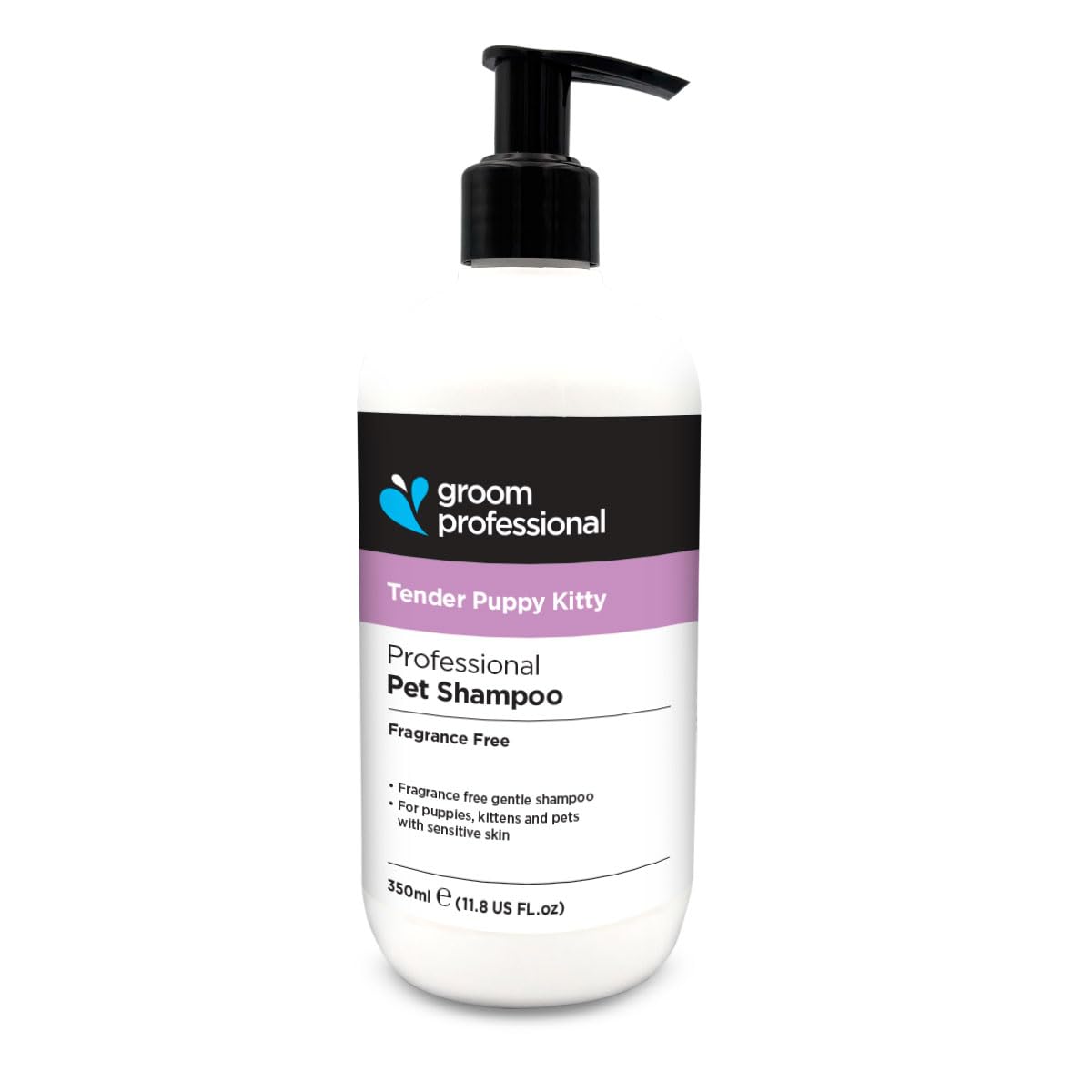 GROOM PROFESSIONAL Tender Puppy Kitty Shampoo - Gentle & Tear-Free for Sensitive Skin - Deep Cleansing & Relieves Itchy Skin - Hypoallergenic & Soothing for Puppies & Kittens - Fragrance-Free, 350ml