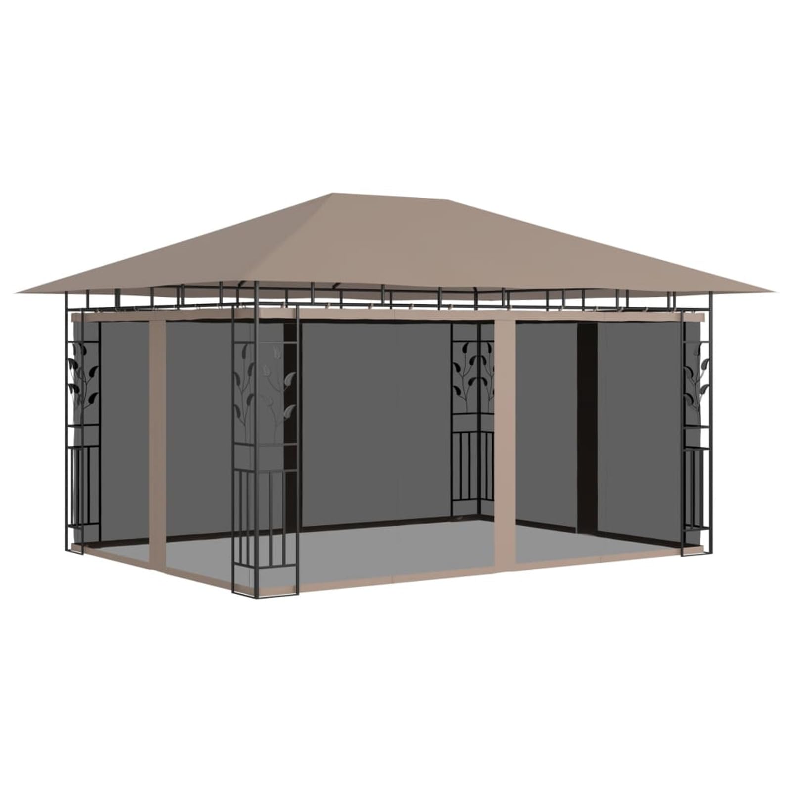 Gazebo con Zanzariera 4x3x2,73 m Talpa 180 g/m²,Gazebo Pergola Con Telo Impermeabile Richiudibile E Struttura Rettangolare In Acciaio Inossidabile Ad Alta Densità, Per Arredo Giardino, Terraz