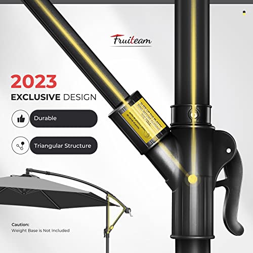 Image of FRUITEAM 10FT Patio Offset Umbrellas Cantilever Umbrella, Large Hanging Market Umbrella Large with Crank, Waterproof UV Protection Outdoor Umbrella with Ventilation for Backyard /Garden