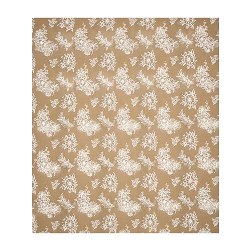 Image of Kuber Industries Cotton 180 TC Double Bedsheet With 2 Pillow Covers | Machine Washable Soft Bedsheet For Living Room, Home & Hotels | Lotus Fabio Print - Brown & White